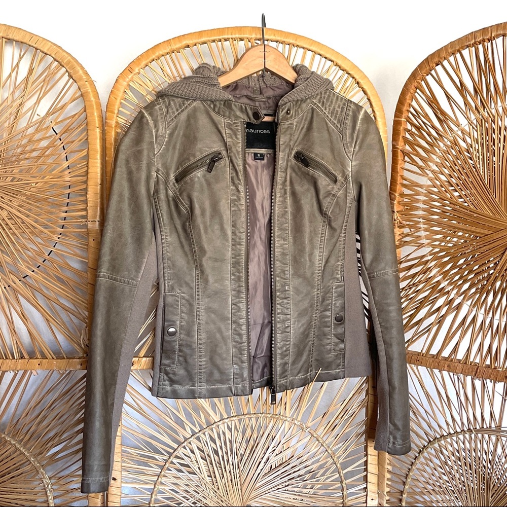 Distressed Leather Jacket - Taupe